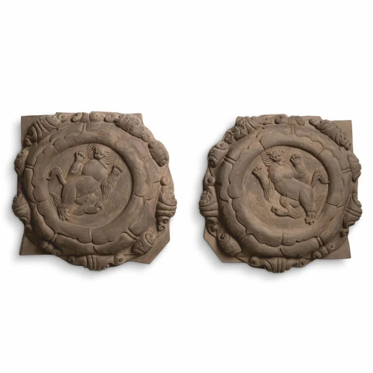 Luxus Barock Wandrelief Set Löwen Braun 55 cm - Barock Wanddeko