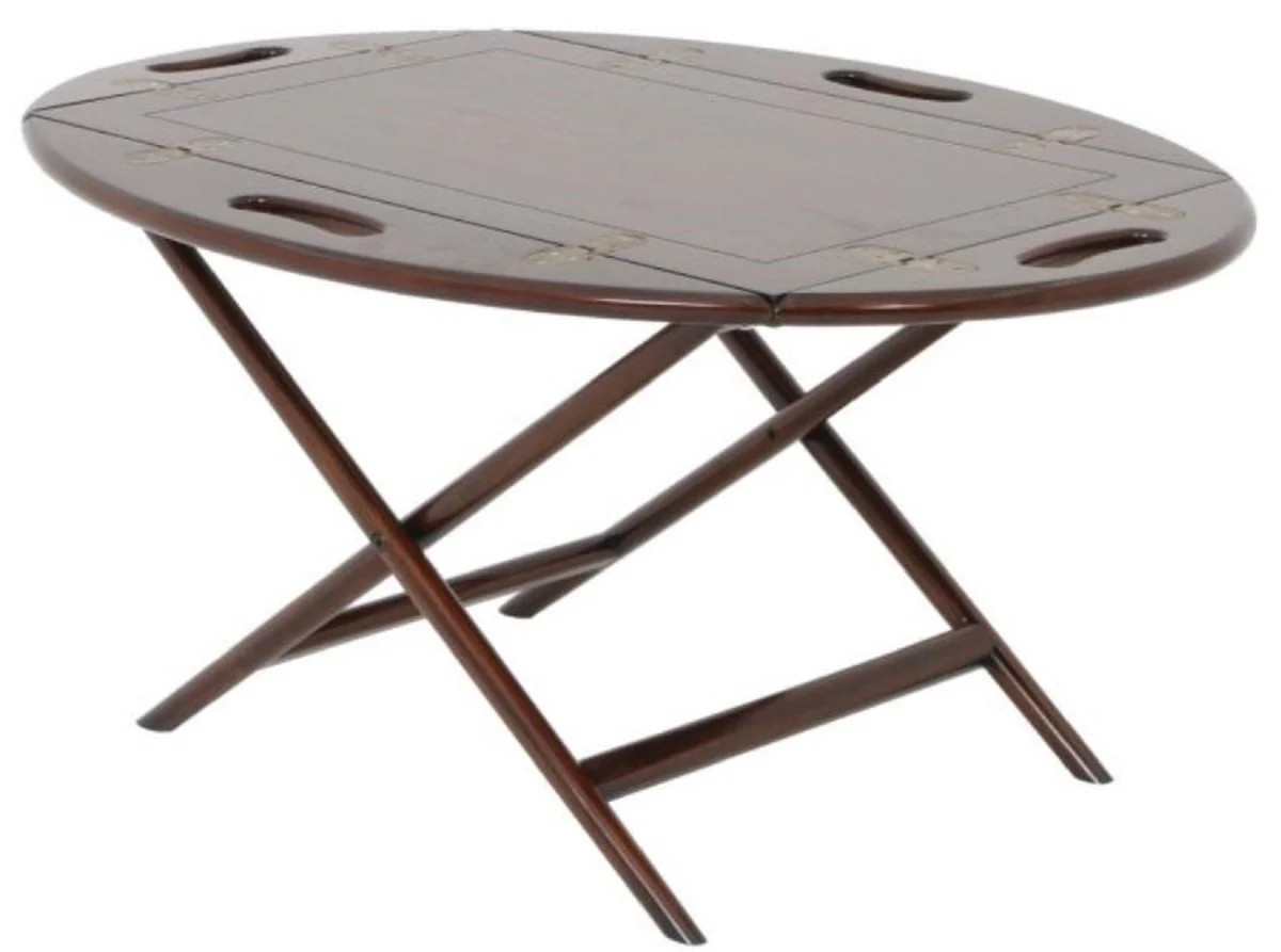 Luxus Couchtisch / Tablett Dunkelbraun 87 x 66 x H. 42 cm - Ovaler Mahagoni Wohnzimmertisch - Serviertisch - Luxus Möbel