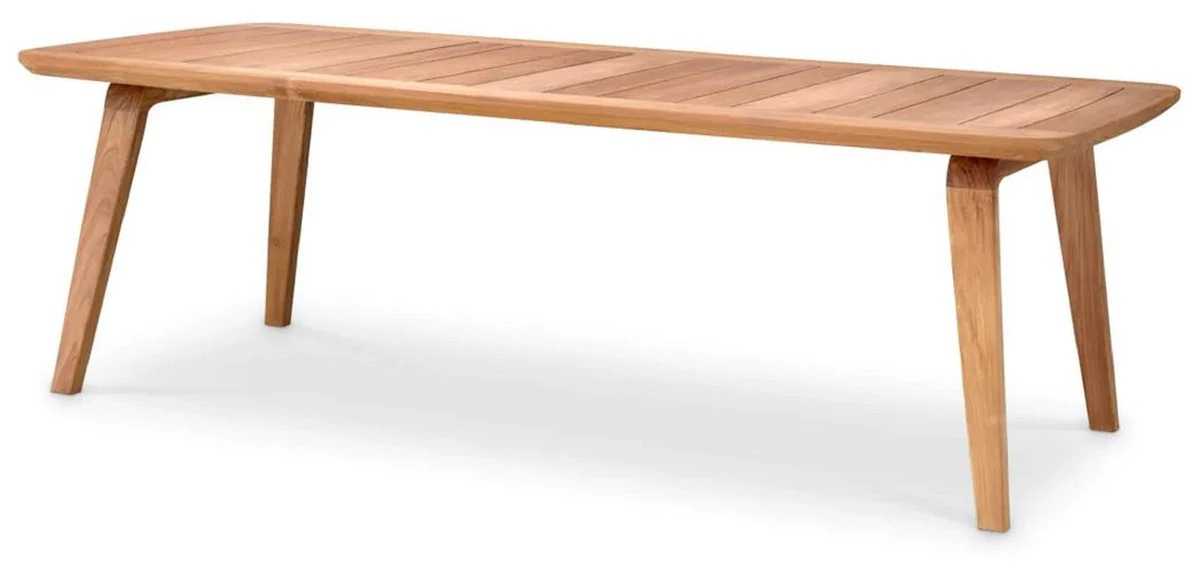Luxus Garten Esstisch Naturfarben 245 x 110 x H. 76 cm - Rechteckiger Teakholz Gartentisch - Esszimmer Möbel - Garten Möbel - Luxus Möbel - Luxus Qualität