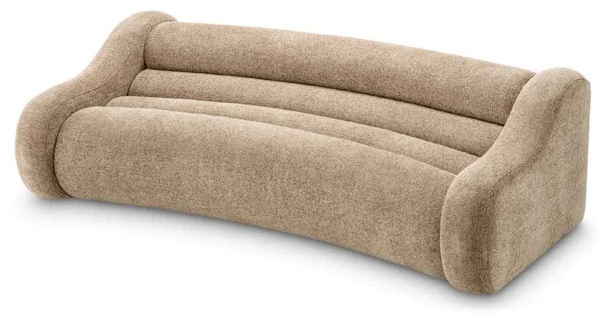 Luxus Sofa Sandfarben 230 x 120 x H. 71 cm - Gebogenes Wohnzimmer Sofa - Wohnzimmer Möbel - Luxus Möbel - Wohnzimmer Einrichtung - Luxus Einrichtung - Luxus Qualität
