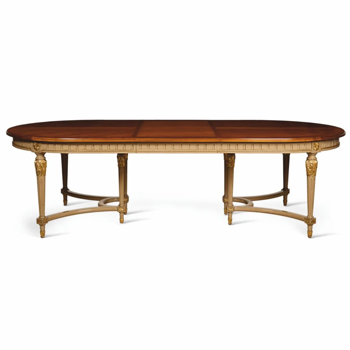 Luxus Barock Esstisch Braun / Grau / Gold 220-340 cm - Barock Möbel - Made in Italy