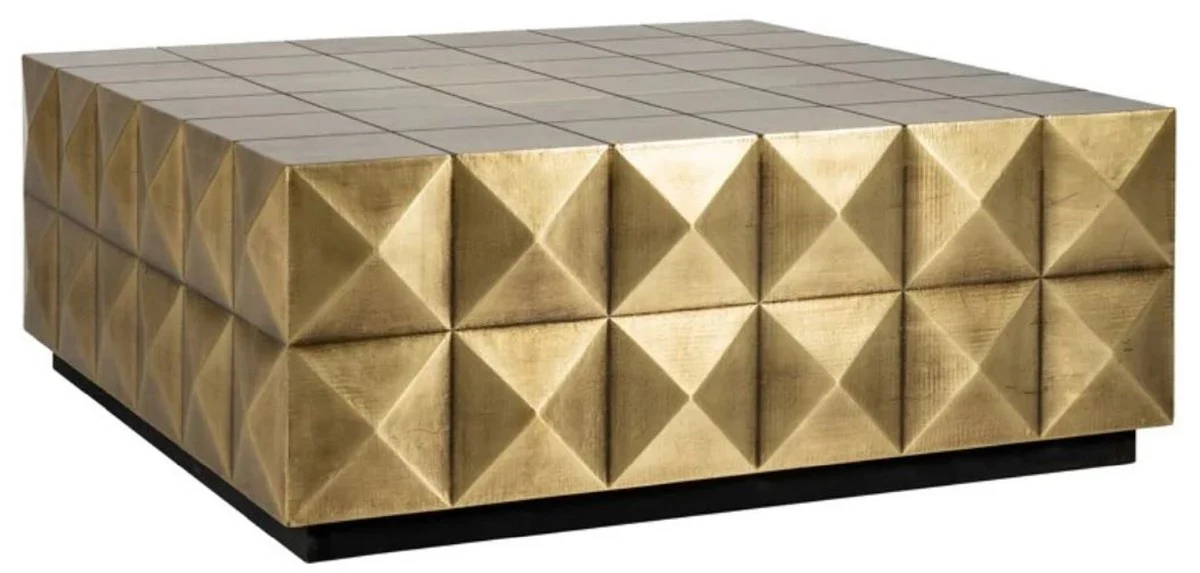 Luxus Couchtisch Gold / Schwarz 90 x 90 x H. 35 cm - Quadratischer Wohnzimmertisch - Wohnzimmer Möbel - Hotel Möbel - Luxus Möbel - Luxus Einrichtung