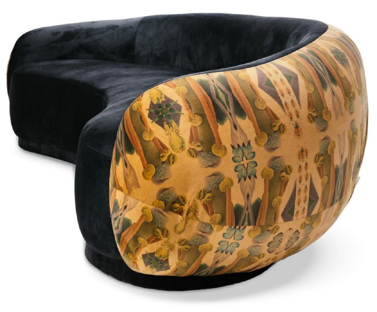 Luxus Sofa Schwarz / Beige / Mehrfarbig 260 cm