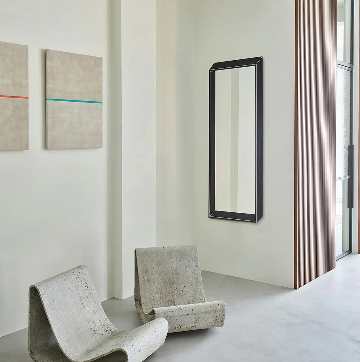 Luxus Wandspiegel Schwarz 67 x 2,5 x H. 167 cm - Rechteckiger Spiegel mit 3D Optik Spiegelrahmen - Luxus Kollektion