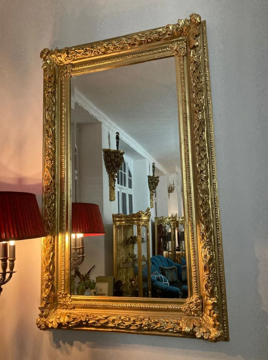 Barock Spiegel Gold - Rechteckiger Wandspiegel mit Verzierungen - Barock Garderoben Spiegel - Barockstil Wandspiegel - Barock Möbel - Möbel Barockstil - Edel & Prunkvoll