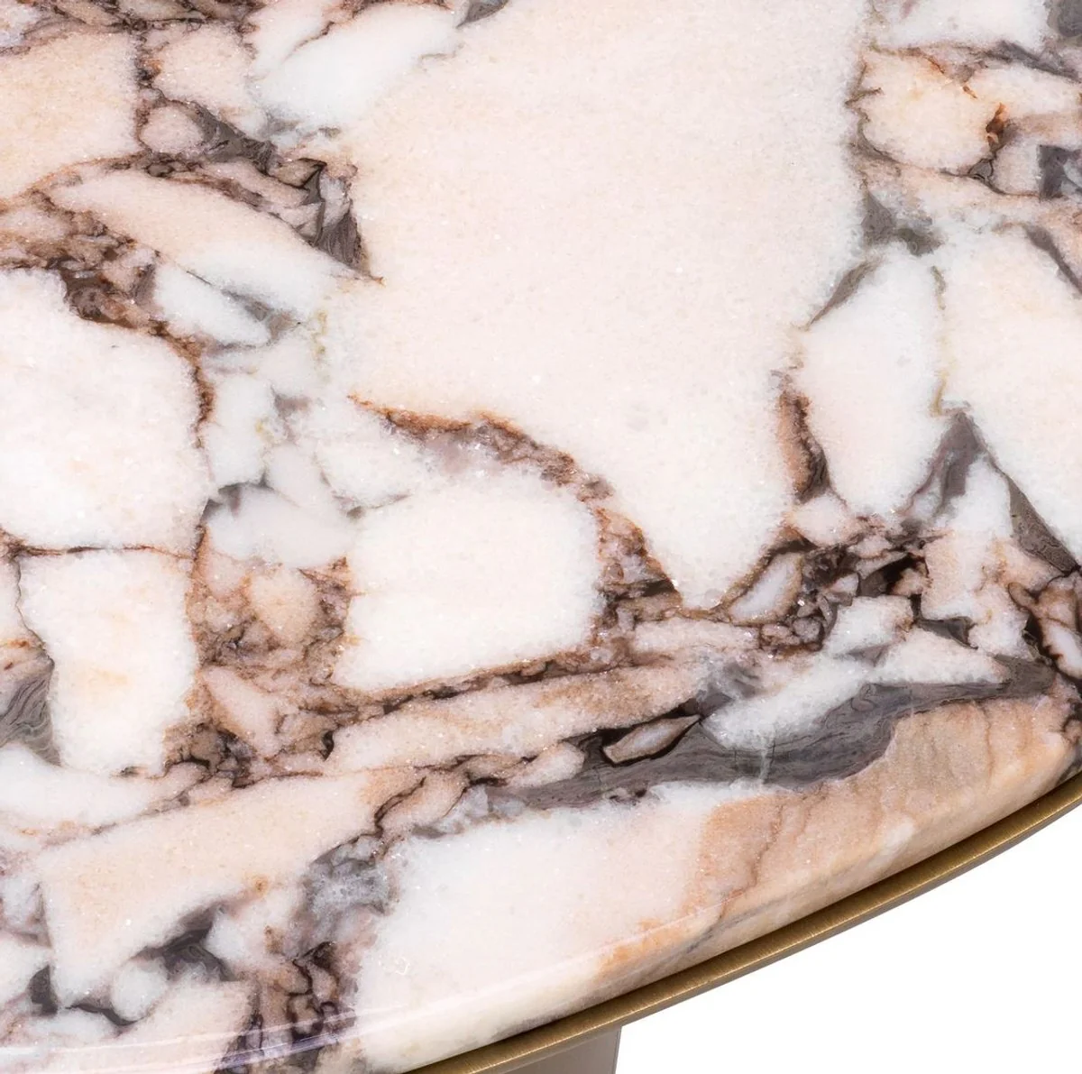 Luxus Beistelltisch Mehrfarbig / Messing 58,5 x 60,5 x H. 51 cm - Edelstahl Tisch mit Marmorplatte - Wohnzimmer Möbel - Luxus Möbel - Wohnzimmer Einrichtung - Luxus Qualität