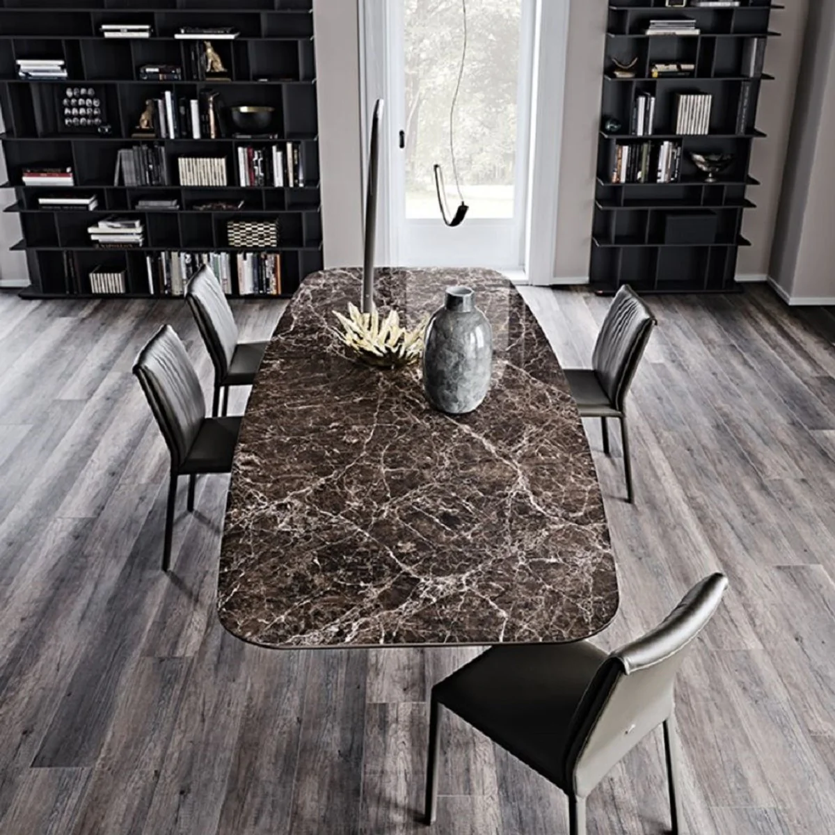 Luxus Esstisch Schwarz / Schwarz 300 x 120 x H. 75 cm - Esszimmertisch mit hochwertiger Keramik Tischplatte - Moderne Esszimmer Möbel - Luxus Qualität - Made in Italy