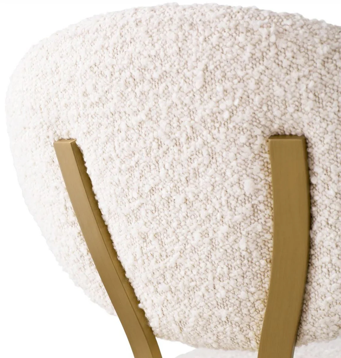 Luxus Barstuhl Creme / Messing 50 x 55 x H. 106 cm - Gepolsterter Barhocker - Bar Möbel - Luxus Möbel - Luxus Qualität