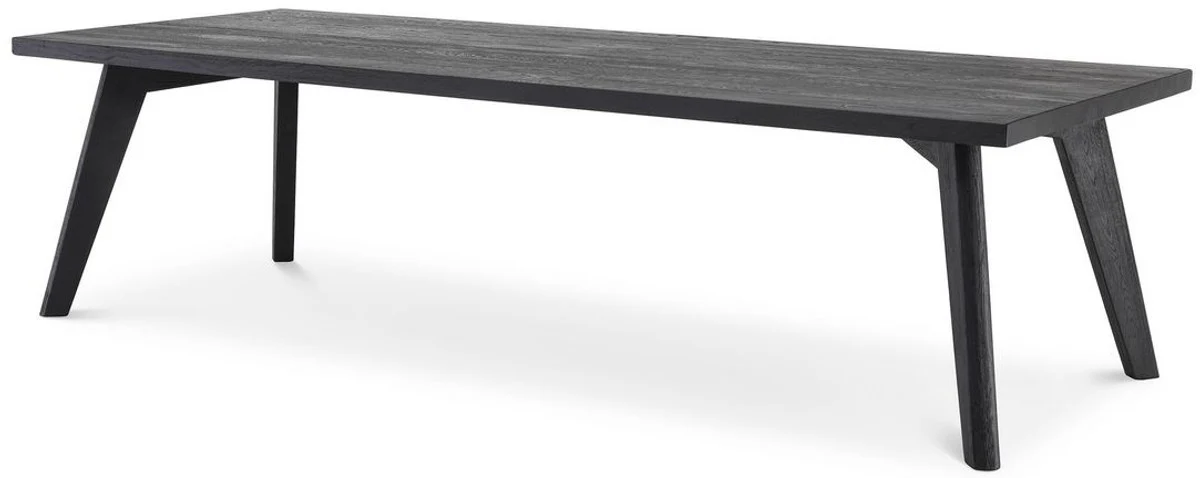 Luxus Massivholz Esstisch Schwarz 280 x 110,5 x H. 76 cm - Rechteckiger Eichenholz Küchentisch - Massivholz Esszimmer Möbel - Luxus Qualität