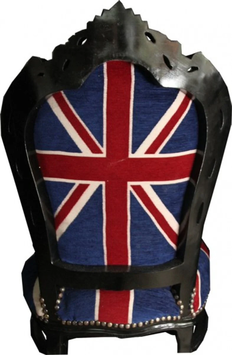 Barock Esszimmer Stuhl Union Jack / Schwarz - Möbel Antik Stil