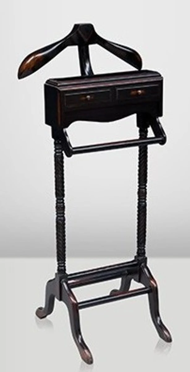 Designer Luxus Garderoben Ständer aus Massivholz Antik Stil Schwarz / Braun - Dressboy - Kleiderständer Anzugständer