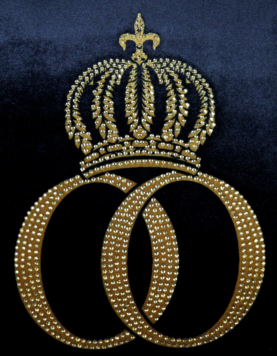 Harald Glööckler Luxus Deko Barock Kissen Pompöös by Schwarz / Gold / Schwarz Krone Deluxe mit Strass Steinen - Glööckler Kissen