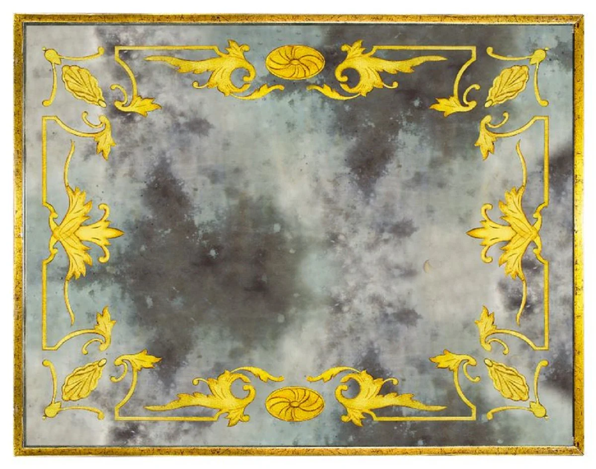 Luxus Barock Kommode Antik Gold / Gold 52 x 41 x H. 71 cm - Verspiegelter Mahagoni Nachttisch - Nachtkommode - Barock Möbel