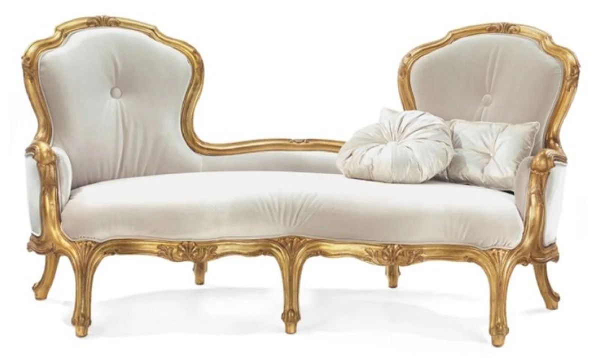Luxus Barock Sofa Grau / Gold - Prunkvolles Barockstil Wohnzimmer Sofa - Luxus Wohnzimmer Möbel im Barockstil - Barock Möbel - Luxus Qualität - Made in Italy