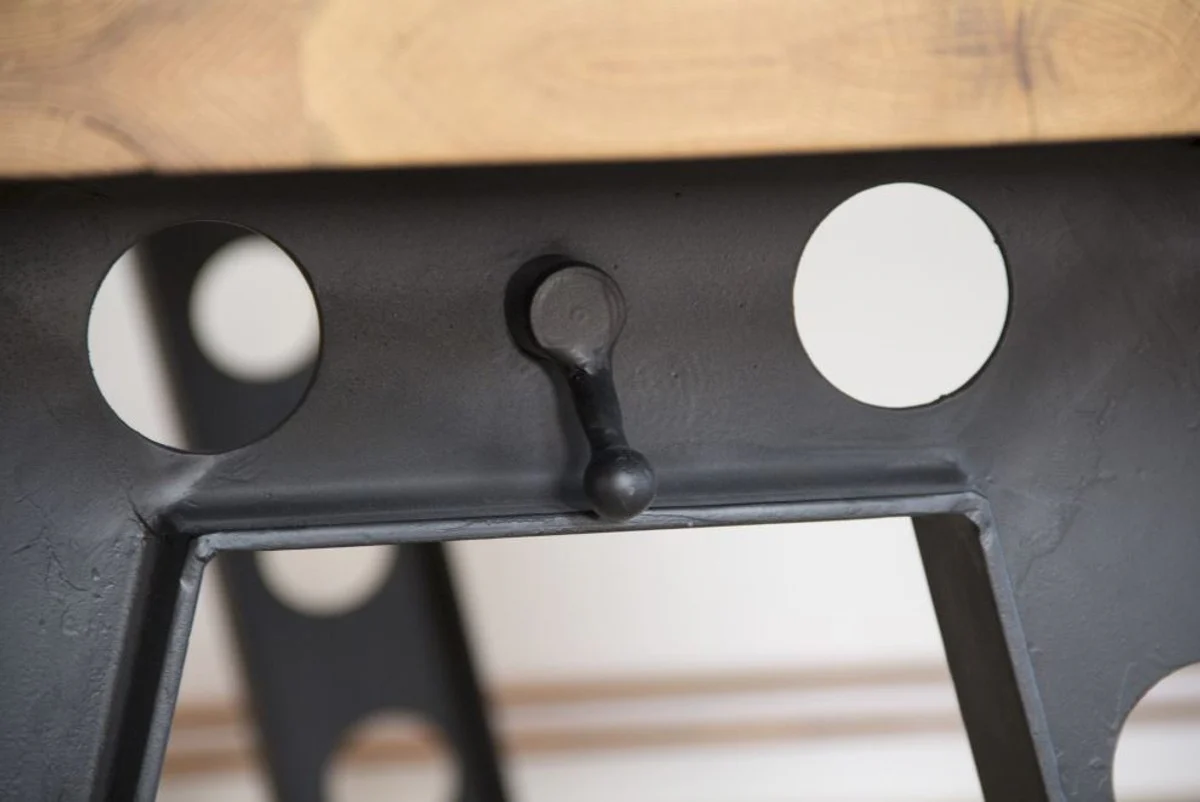 Luxus Esstisch im Industrie Design - Verschiedene Größen & Farben - Küchentisch mit rustikaler Eichenholz Tischplatte und Metallbeinen - Esszimmer Möbel