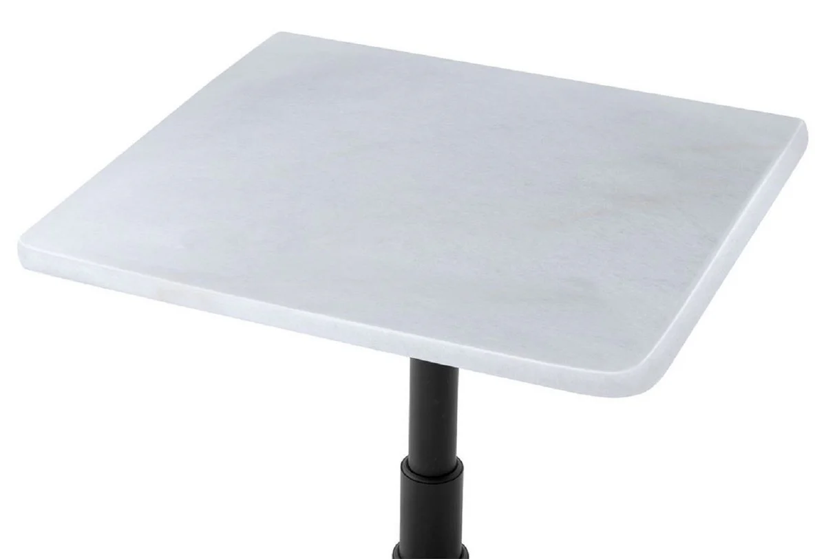Luxus Esstisch Weiß / Schwarz 75 x 75 x H. 75 cm - Küchentisch mit quadratischer Marmorplatte - Esszimmer Möbel