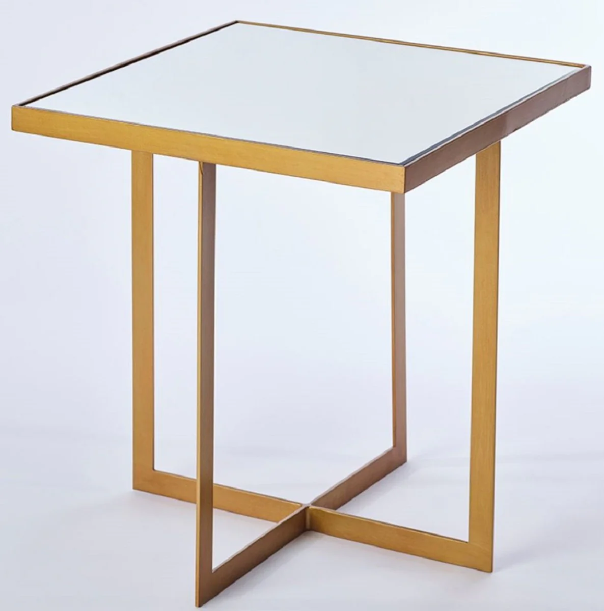Luxus Beistelltisch Bronze 51 x 51 x H. 55 cm - Metall Tisch mit Spiegelglas Tischplatte - Luxus Möbel