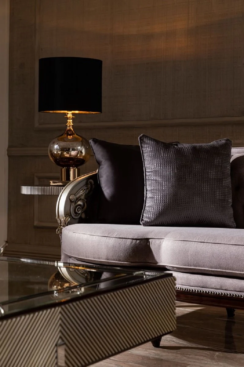 Luxus Barock Wohnzimmer Sofa Lila / Silber / Dunkelbraun - Prunkvolle Barock Wohnzimmer & Hotel Möbel