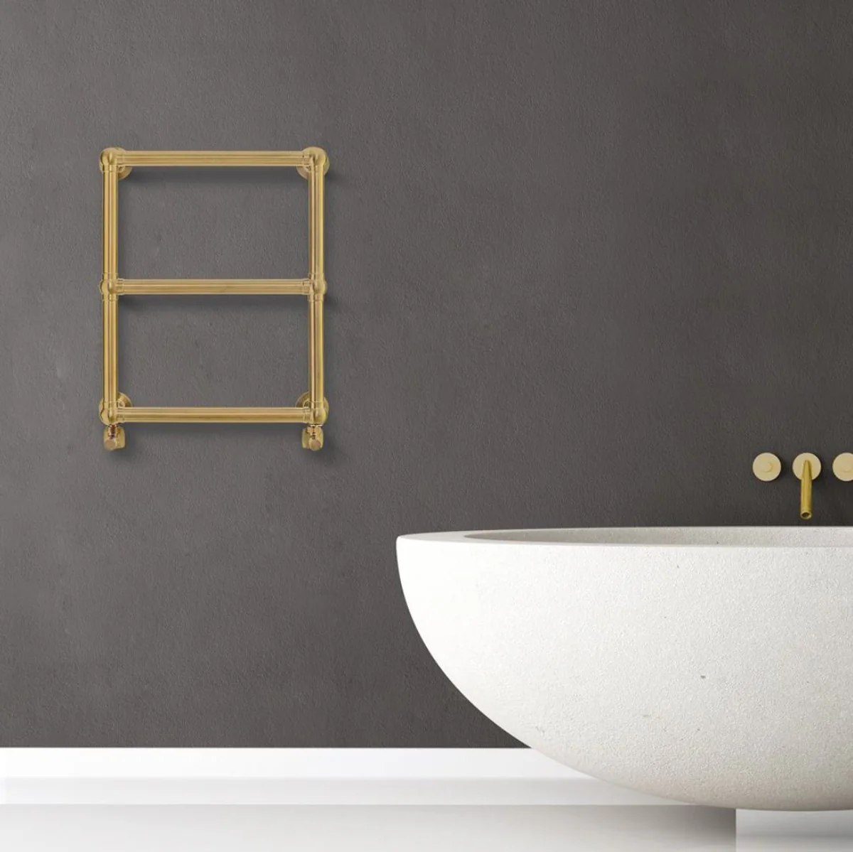 Luxus Badezimmer Handtuchwärmer Messing 49,4 x 14,5 x H. 60 cm - Elektrischer Handtuch Wärmer - Edelstahl Handtuchheizkörper - Luxus Badezimmer Zubehör