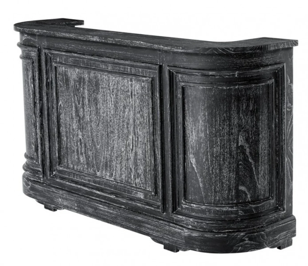 Vintage Look Theken Schrank 190 cm Theke Schwarz Washed Antik Stil - Ladentheke Ladeneinrichtung