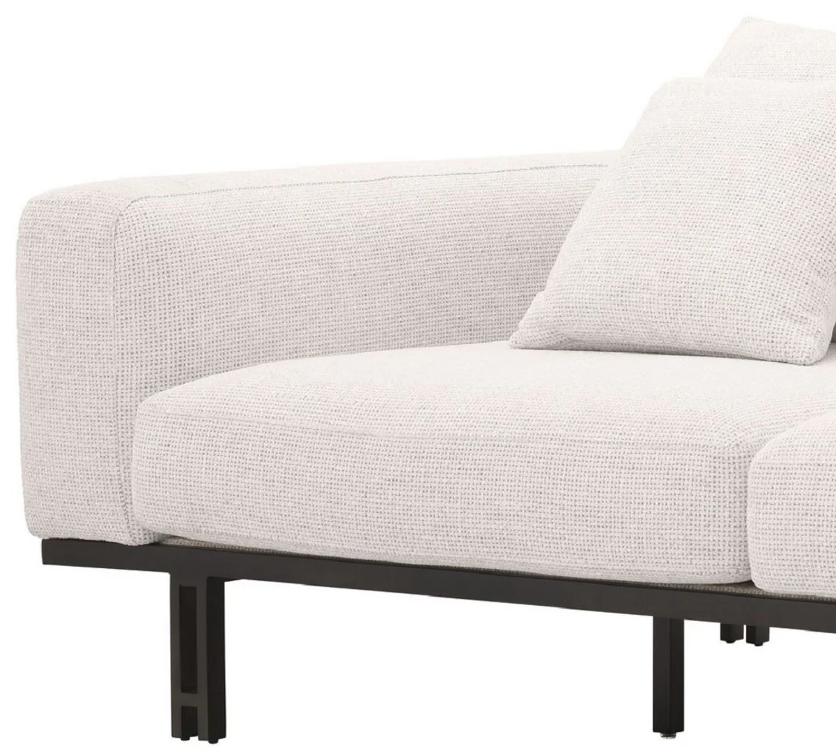 Luxus Sofa Creme / Bronze 233 x 104 x H. 60,5 cm - Modernes Wohnzimmer Sofa Linke Seite - Hotel Sofa - Luxus Qualität