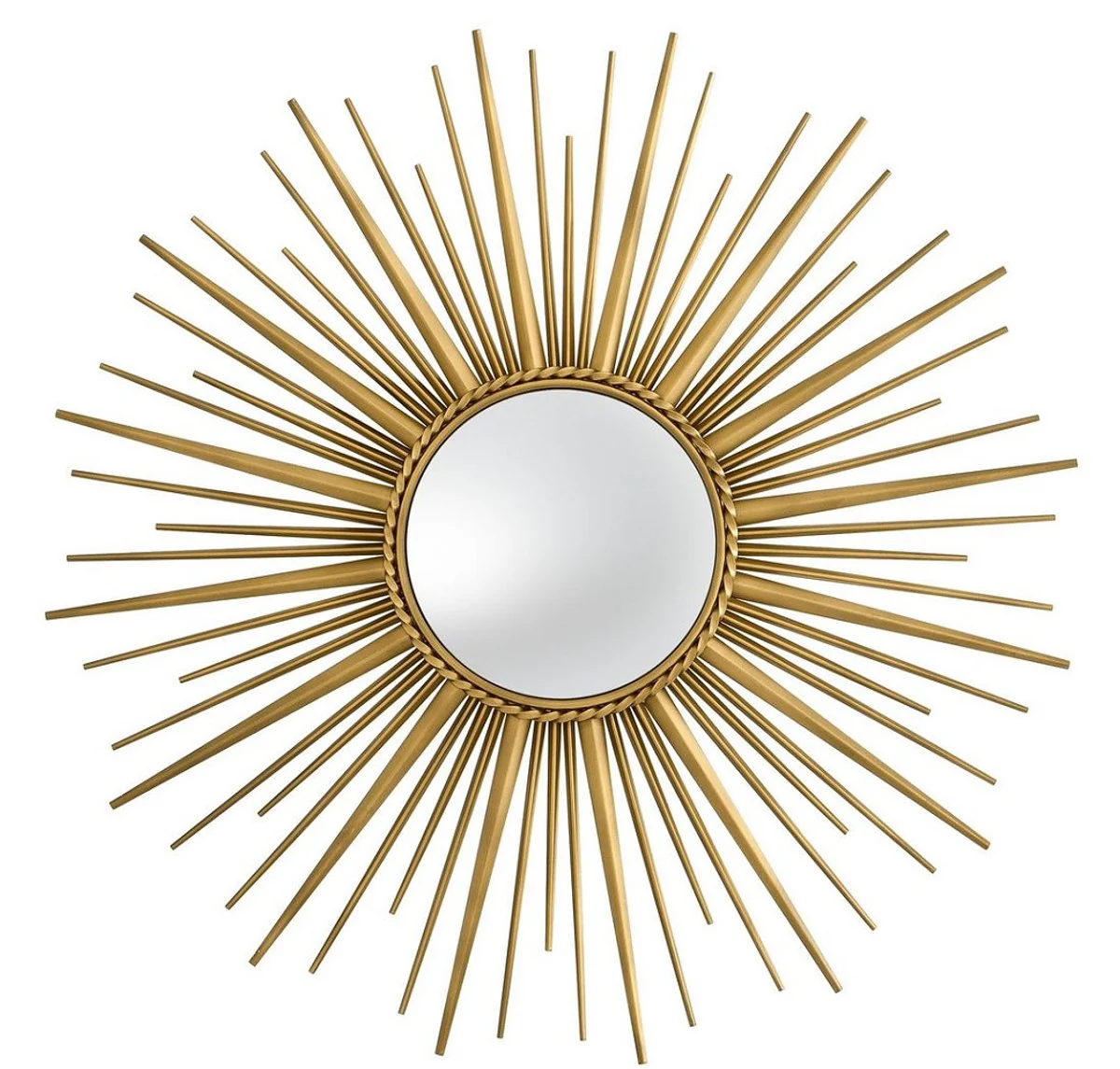 Luxus Spiegel Antik Gold Ø 96 cm - Edelstahl Wandspiegel mit konvexem Spiegelglas - Luxus Qualität