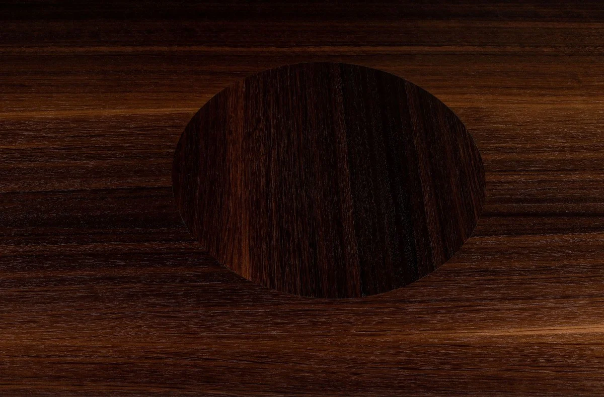 Luxus Eukalyptusfurnier Esstisch Dunkelbraun Ø 120 x H. 76 cm - Runder Küchentisch - Massivholz Esszimmertisch - Luxus Esszimmer Möbel