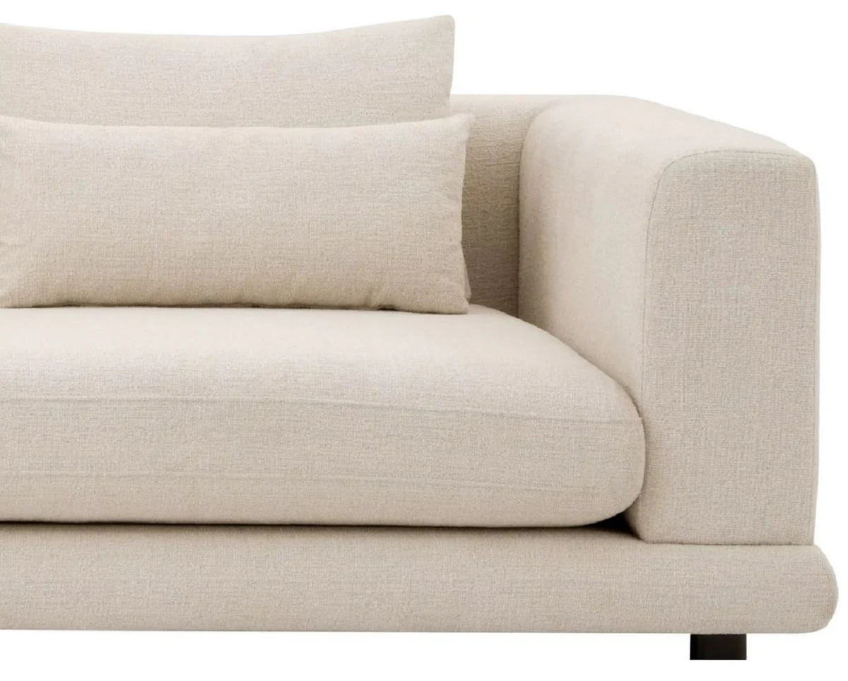 Luxus Sofa Beige / Schwarz 285 x 106 x H. 66 cm - Wohnzimmer Sofa mit Kissen - Wohnzimmer Möbel - Luxus Möbel - Wohnzimmer Einrichtung - Luxus Einrichtung - Luxus Qualität