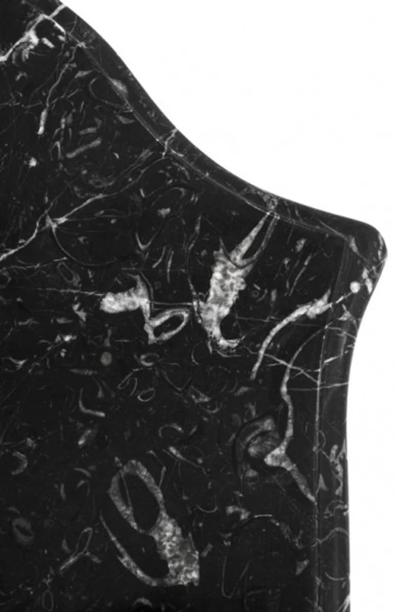 Barock Luxus Kommode Klavierlack Schwarz B 52 x T 34 x H 72 cm mit Marmorplatte