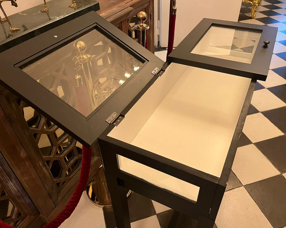 Landhausstil Ladenvitrine Schwarz / Weiß 110 cm