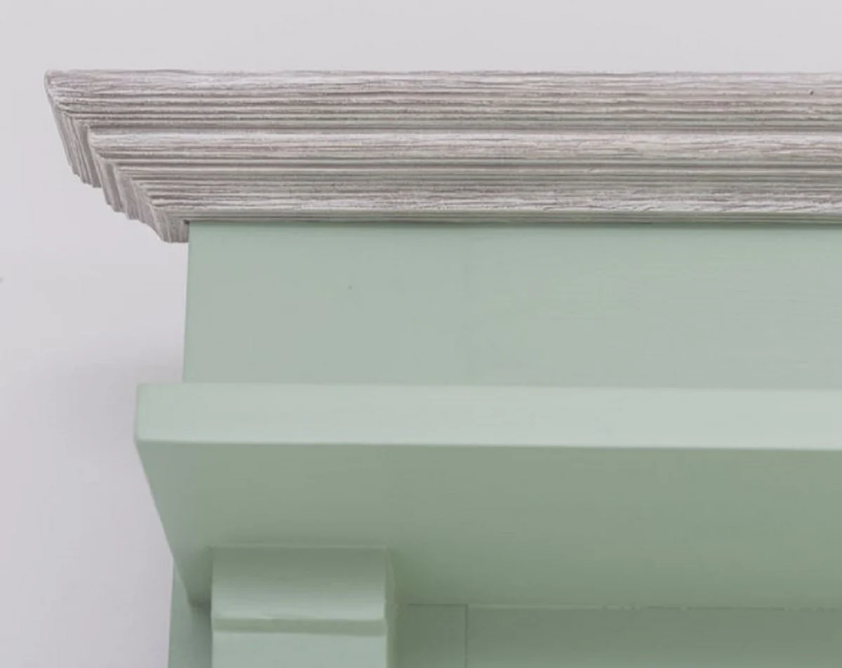 Landhausstil Garderobe Mintgrün / Grau 180 x 41 x H. 210 cm - Massivholz Garderobenschrank mit Spiegel - Massivholz Garderobenmöbel - Landhausstil Garderobenmöbel