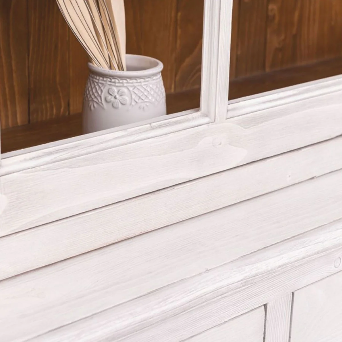 Landhausstil Esszimmer Schrank Hellgrau / Braun 245 cm - Esszimmer Möbel