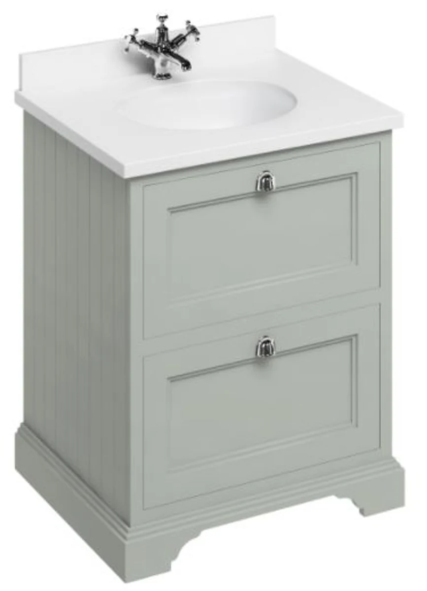 Waschschrank / Waschtisch mit Marmorplatte und 2 Schubladen 67 x 55 x H.93 cm