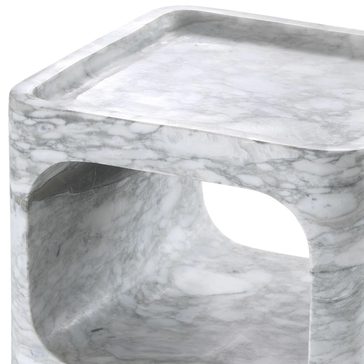 Designer Marmor Beistelltisch Weiß 28 x 28 x H. 55 cm - Wohnzimmermöbel - Designer Möbel