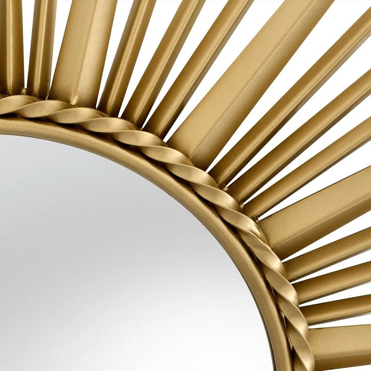 Luxus Spiegel Antik Gold Ø 96 cm - Edelstahl Wandspiegel mit konvexem Spiegelglas - Luxus Qualität