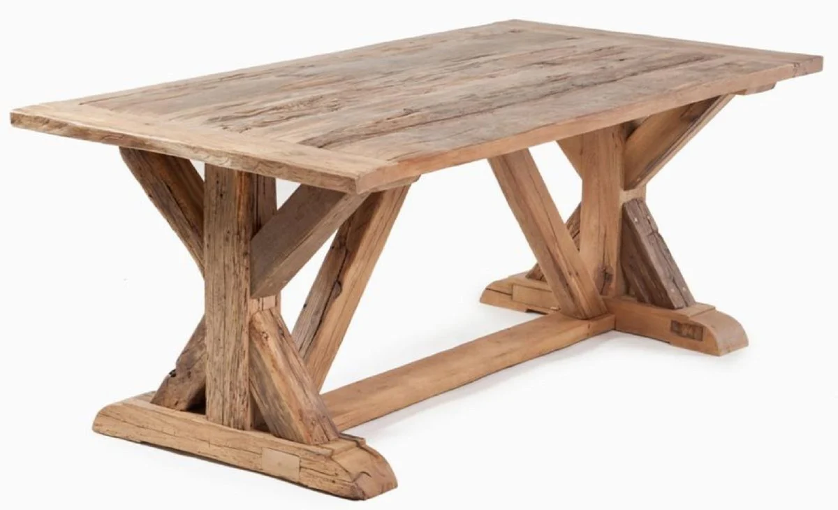 Landhausstil Esstisch Naturfarben - Verschiedene Größen - Rechteckiger Rustikaler Massivholz Esszimmertisch - Rustikale Esszimmer Möbel - Landhausstil Esszimmer Möbel