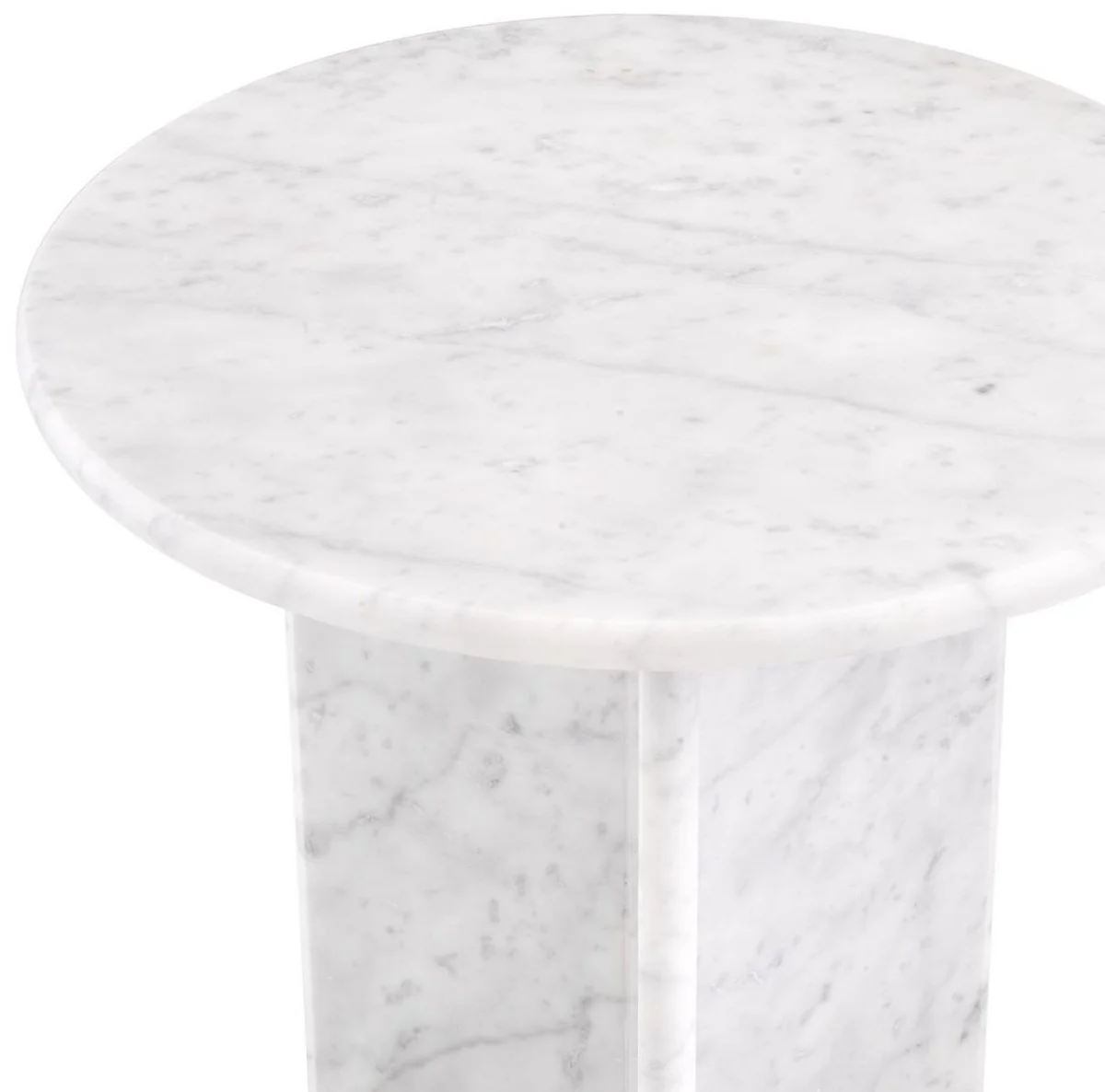 Luxus Beistelltisch Weiß Ø 45 x H. 45 cm - Runder Beistelltisch aus hochwertigem Carrara Marmor - Luxus Marmor Möbel
