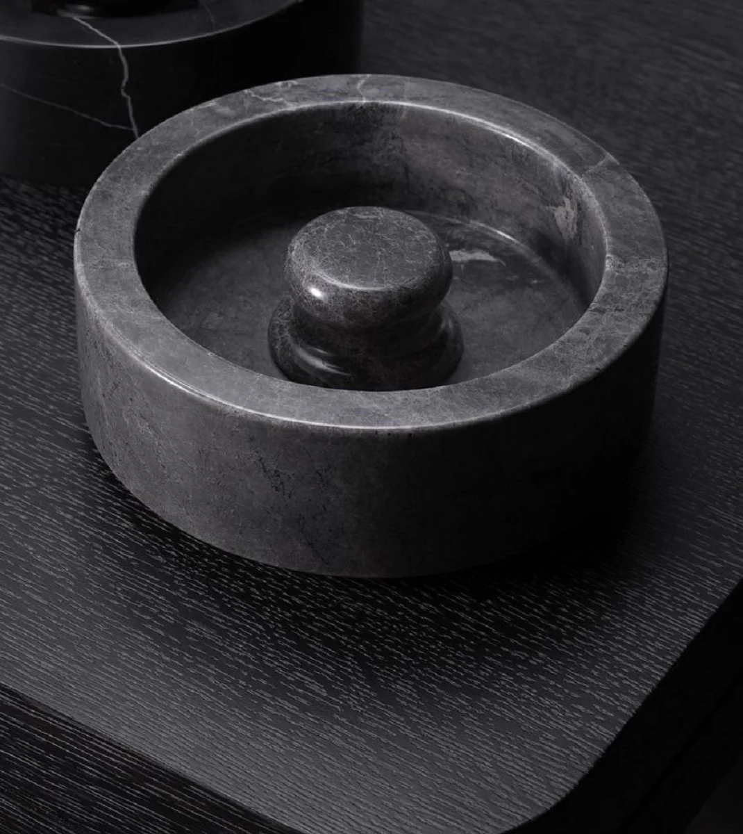 Luxus Aschenbecher Grau Ø 20 x H. 7,5 cm - Runder Marmor Aschenbecher - Deko Accessoires - Luxus Qualität