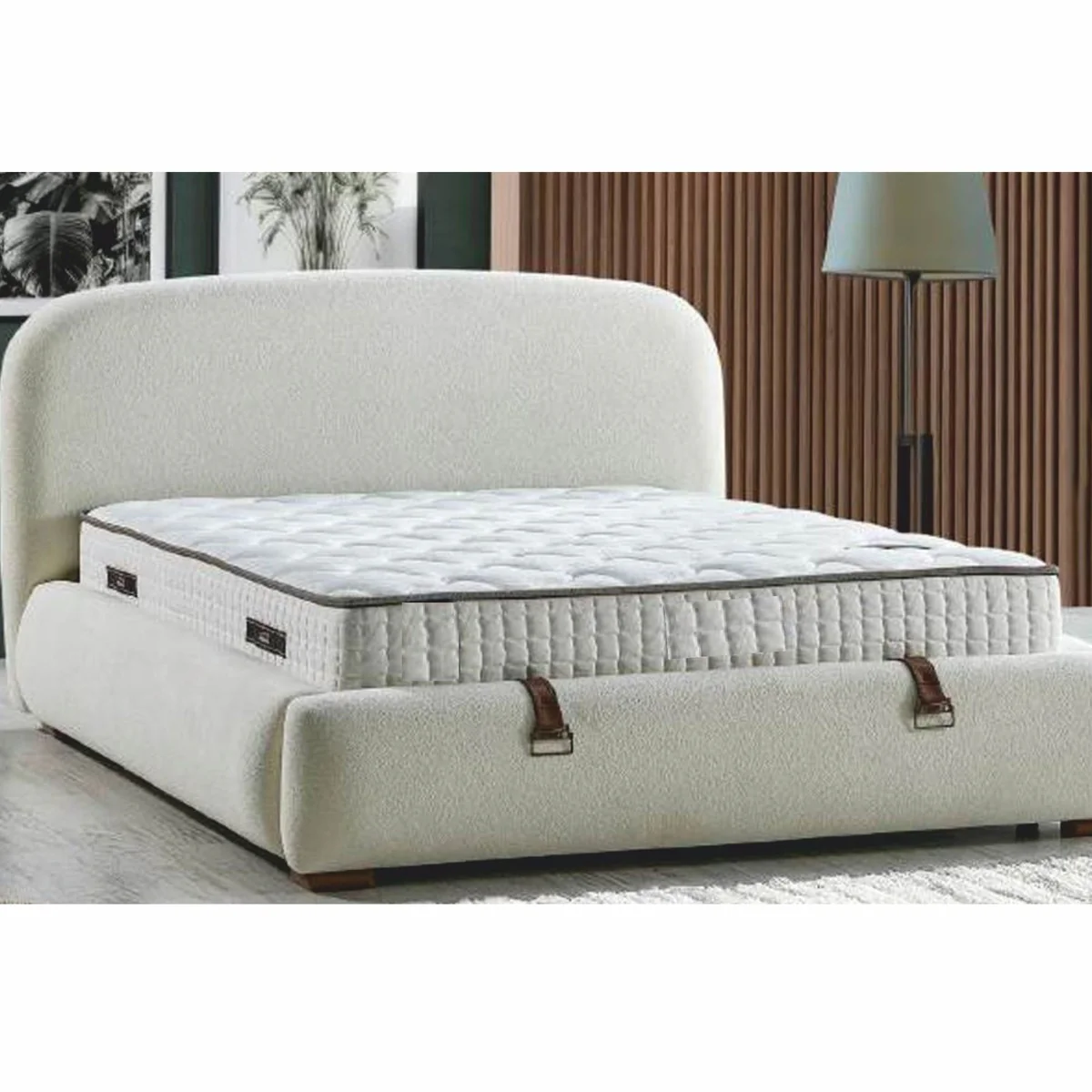 Luxus Doppelbett mit Matratze Creme / Braun - Verschiedene Größen
