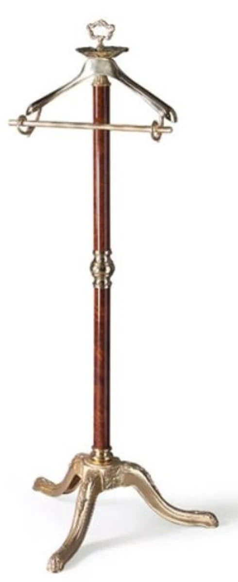 Luxus Barock Dressboy Messingfarben / Dunkelbraun 40 x 40 x H. 133 cm - Edler Messing Kleiderständer - Barock Hotel Garderoben Möbel