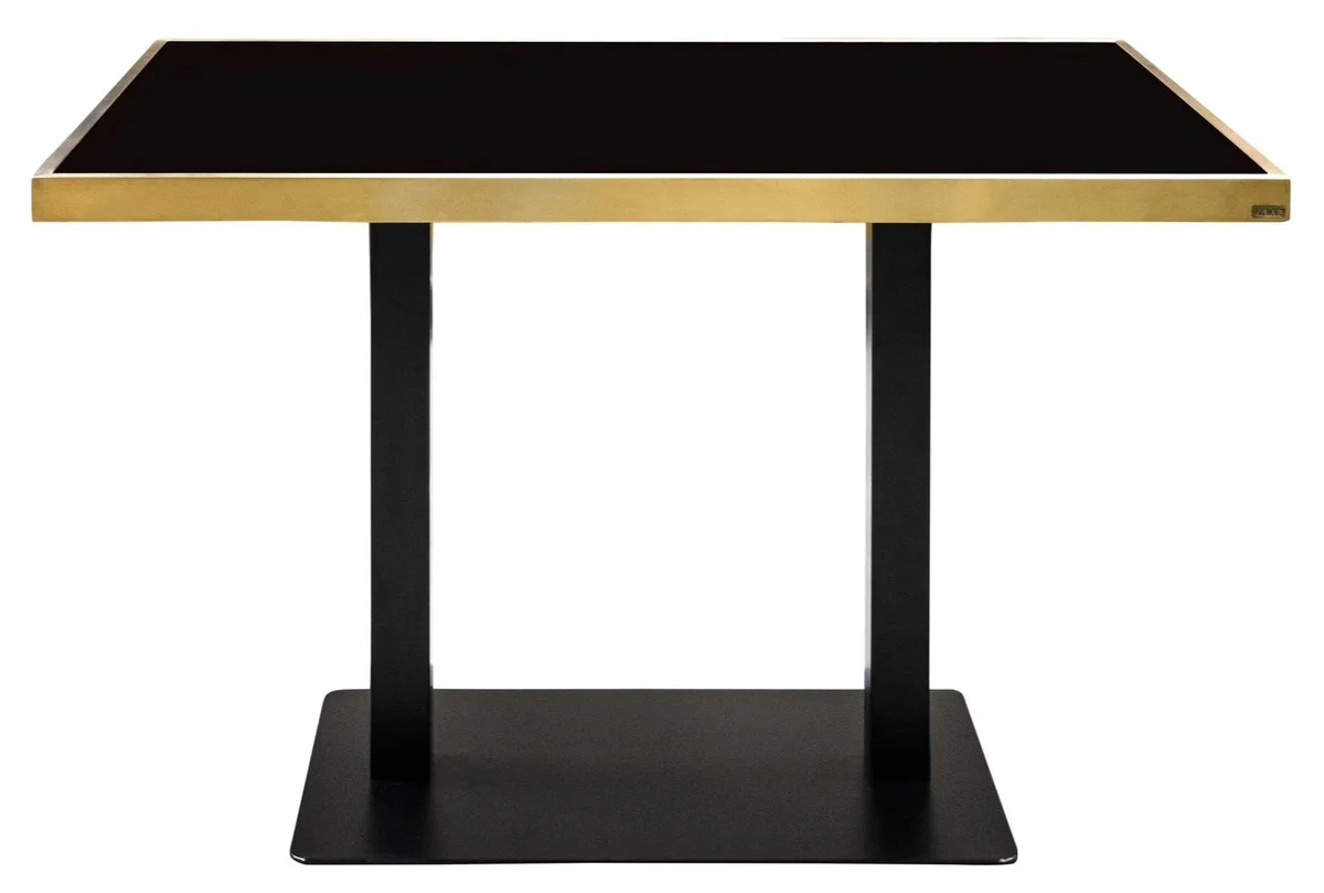 Luxus Esstisch Schwarz / Gold 110 x 70 x H. 76 cm - Esszimmermöbel