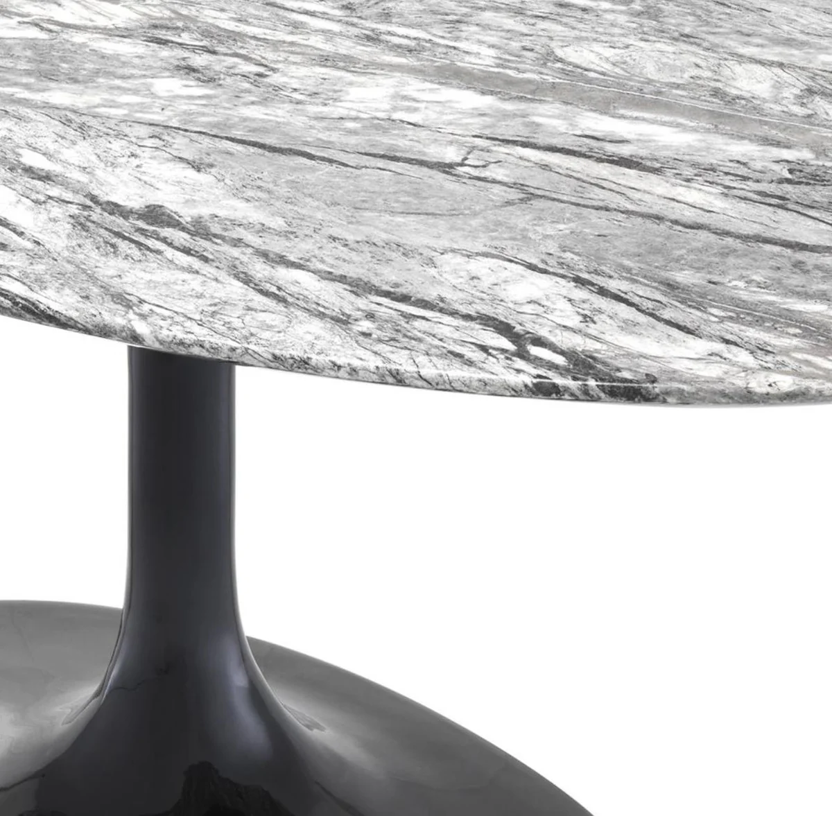 Luxus Esstisch Grau / Schwarz 170 x 110 x H. 75 cm - Esszimmertisch mit Kunstmarmor Tischplatte