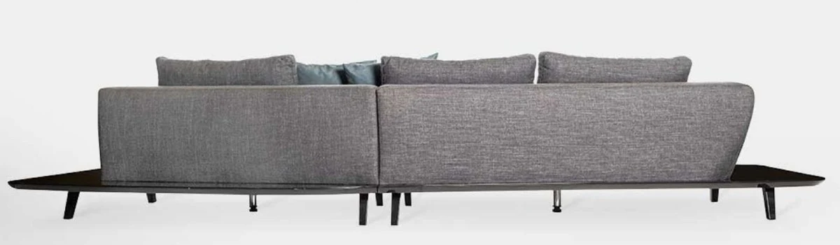 Luxus Sofa Grau / Schwarz 357 x 120 x H. 65 cm - Gebogenes Wohnzimmer Sofa - Hotel Sofa - Wohnzimmer Möbel - Hotel Möbel - Luxus Möbel - Luxus Einrichtung