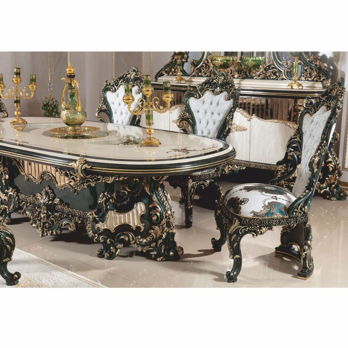 Luxus Barock Esszimmer Stuhl 6er Set - Hangefertigte Barockstil Esszimmer Möbel