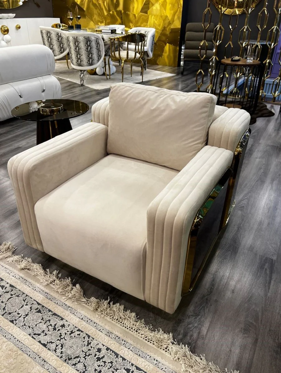 Luxus Beistelltisch Braun / Gold Ø 50 x H. 60 cm - Runder Tisch mit Glasplatte - Wohnzimmer Möbel - Luxus Möbel - Hotel Möbel - Luxus Kollektion