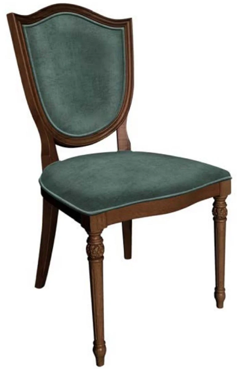 Art Deco Esszimmerstuhl Set Grün / Braun - 6 Handgefertigte Art Deco Küchen Stühle - Art Deco Esszimmer Möbel