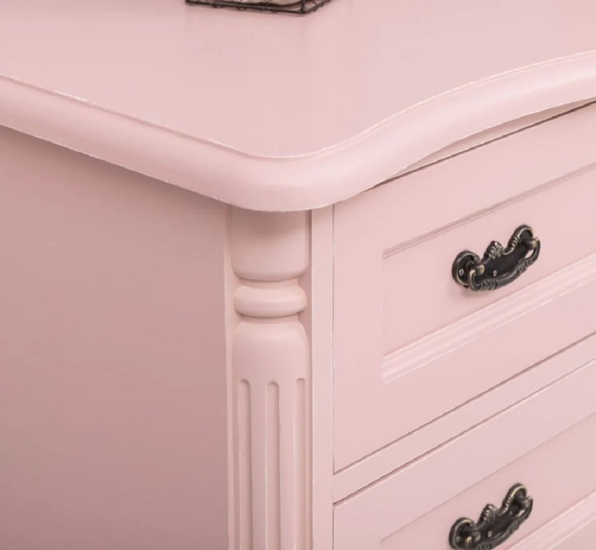 Landhausstil Kommode Rosa 110 x 48 x H. 89 cm - Massivholz Schrank mit 3 Schubladen - Landhausstil Schlafzimmer Möbel - Möbel im Landhausstil - Landhausstil Einrichtung