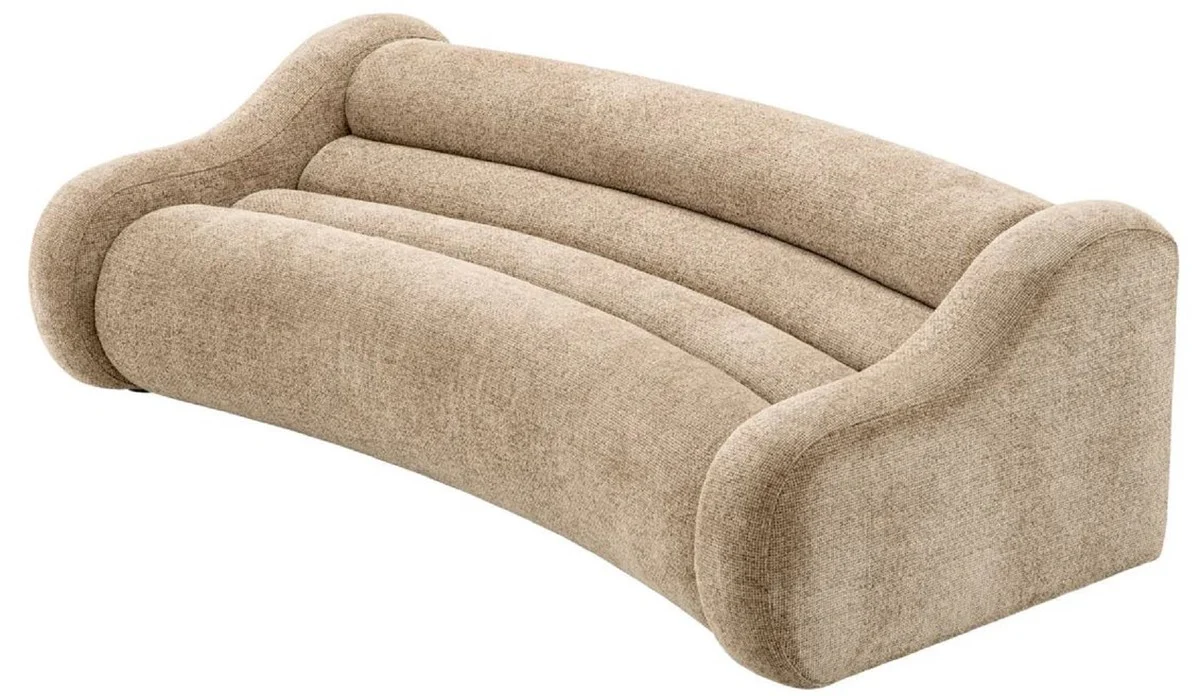Luxus Sofa Sandfarben 230 x 120 x H. 71 cm - Gebogenes Wohnzimmer Sofa - Wohnzimmer Möbel - Luxus Möbel - Wohnzimmer Einrichtung - Luxus Einrichtung - Luxus Qualität