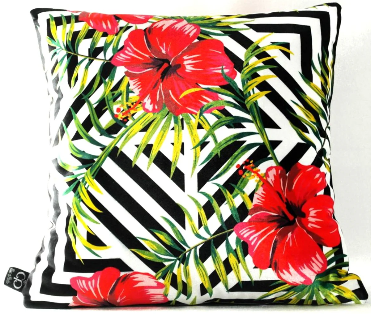 Luxus Deko Kissen Pittsburgh Flowers Mehrfarbig 45 x 45 cm - Feinster Samtstoff - Wohnzimmer Kissen