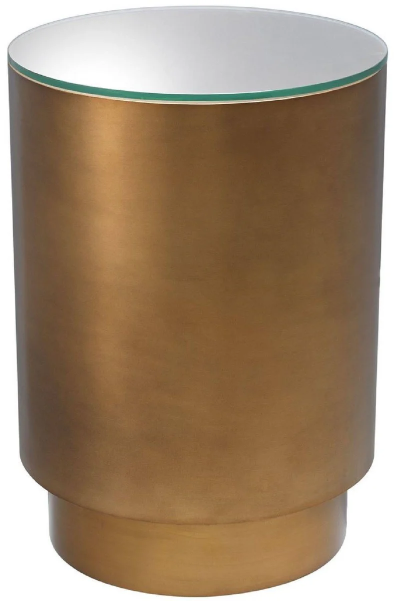 Luxus Beistelltisch Antik Messingfarben Ø 40 x H. 56,5 cm - Runder Stahl Tisch mit Glasplatte - Wohnzimmer Möbel - Luxus Möbel